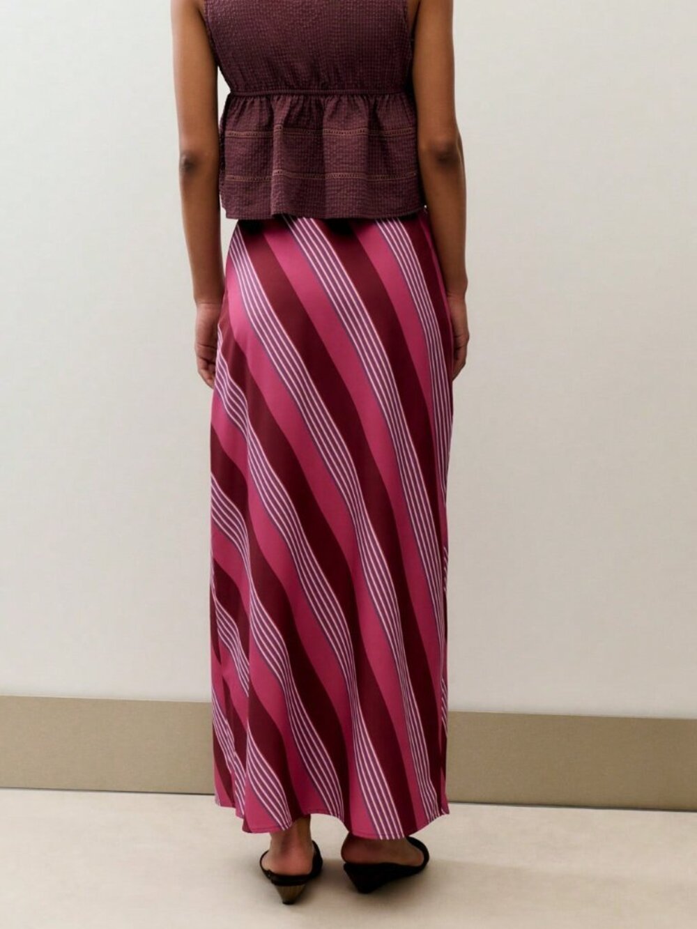 Multicolor Casual Women's Striped Maxi Skirt. - Picture 2 of 9